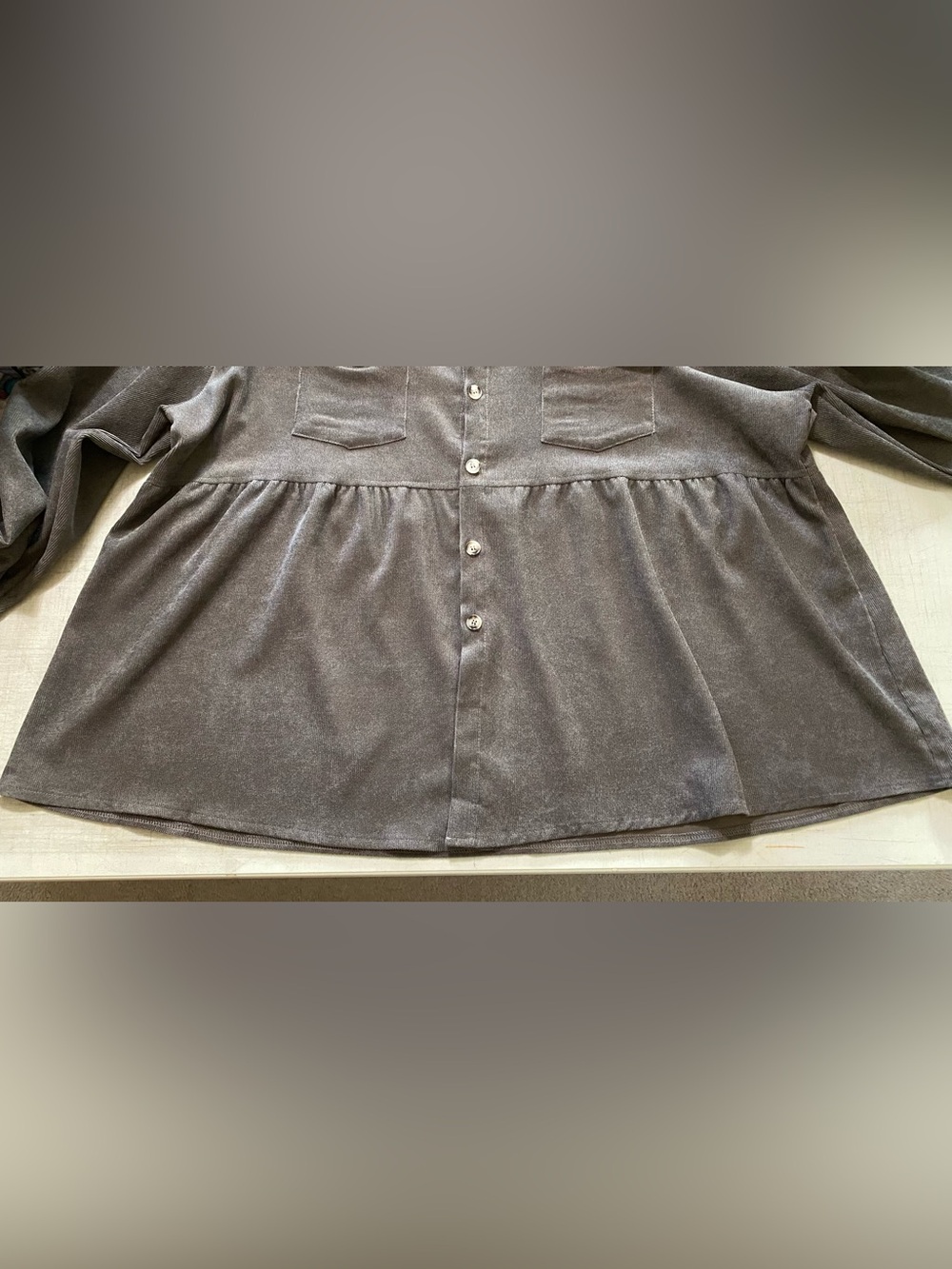 Women’s gray corduroy top - Picture 6 of 10
